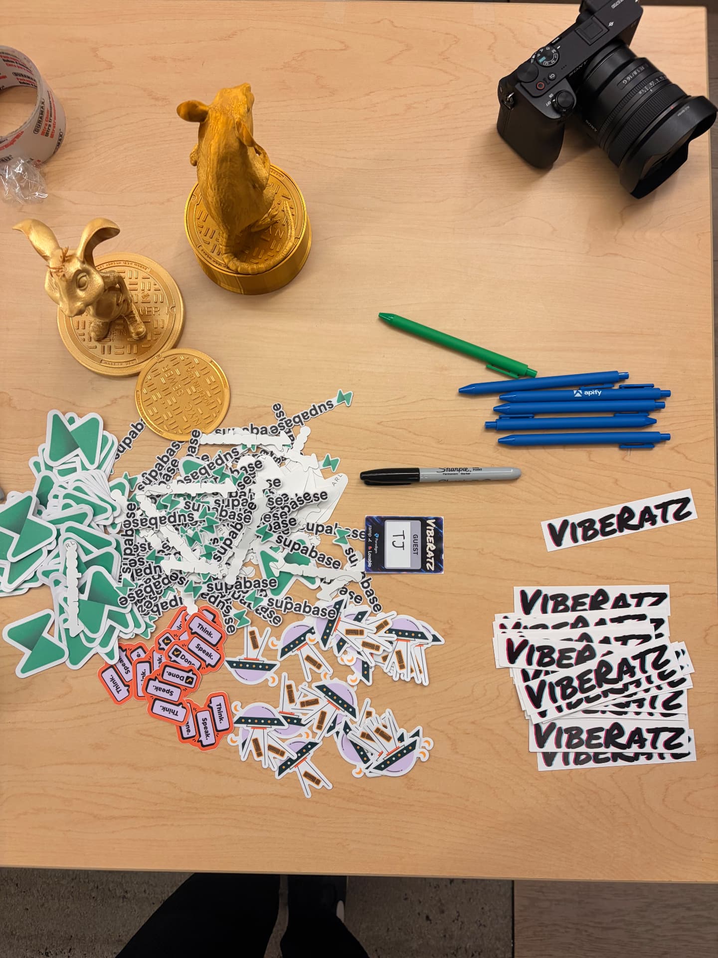 Creative workshop materials and colorful cutouts