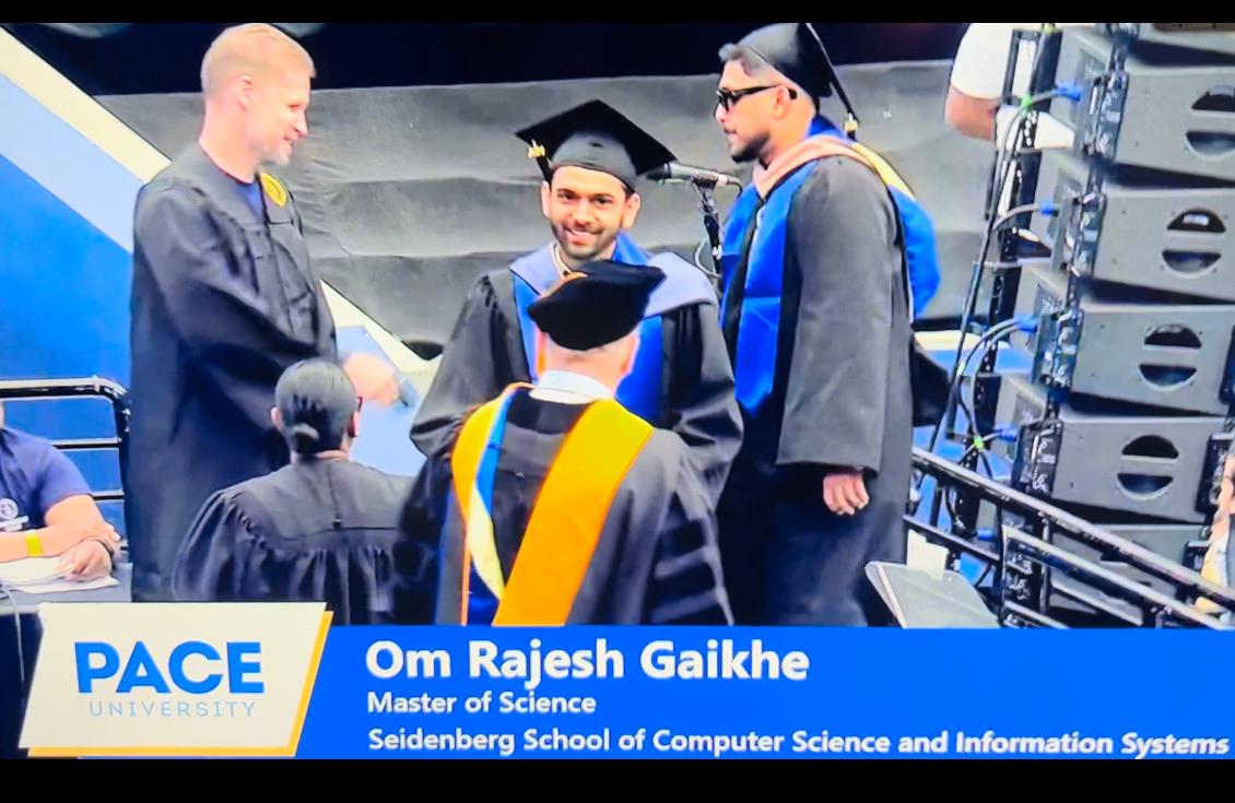 Om Gaikhe at his Pace University graduation